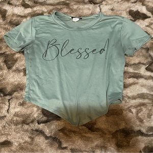 Ruby & Lace Women's Green Blessed Crop-top Size S